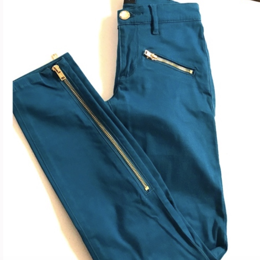 Juicy Couture Turquoise Moto Motorcycle Jeans 25